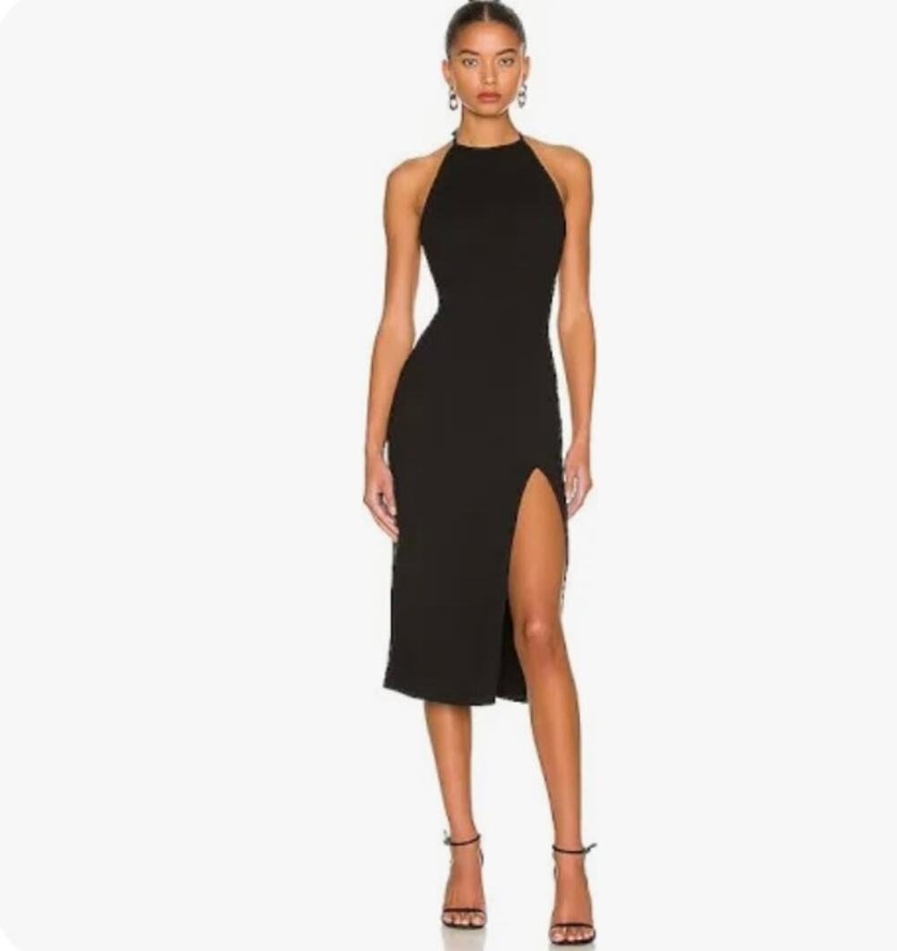 Lovers + Friends Revolve Black Stardust Open Back Midi Dress Size XL New